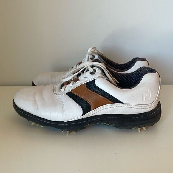 FootJoy Contour Mens Golf Shoes FJ White Brown Leather Size 10.5 Athletic - Picture 4 of 11